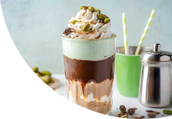 Iced Dubai Chocolate Latte with sweet cream